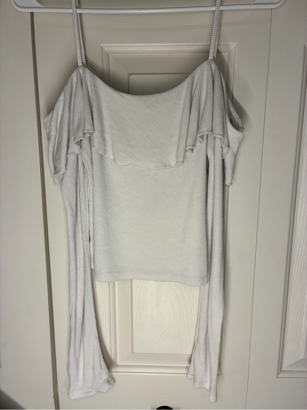 Women’s Off-Shoulder Cream Sweater Crop Top